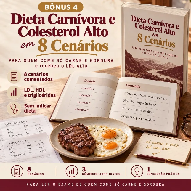 Capa do bônus Painel: Dieta Carnívora e Colesterol Alto em 8 Cenários