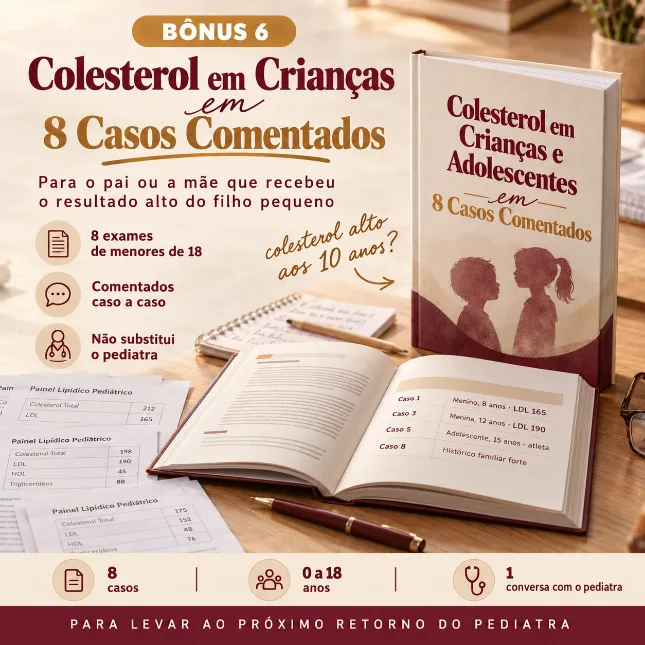 Capa do bônus Mapa do Colesterol em Crianças e Adolescentes com 8 Casos