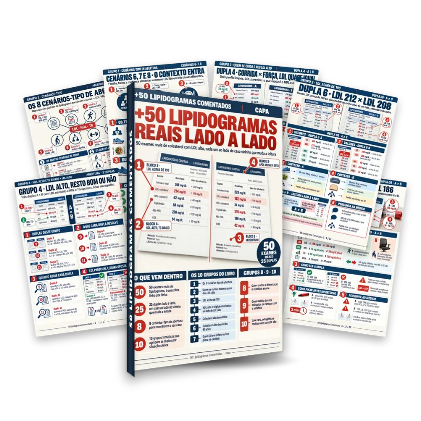 Capa do acervo +50 Lipidogramas Reais Comentados Lado a Lado com fichas de casos
